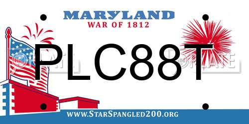 PLC88T Maryland License Plate