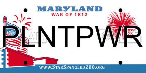 PLNTPWR Maryland License Plate