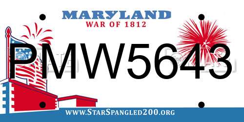 PMW5643 Maryland License Plate
