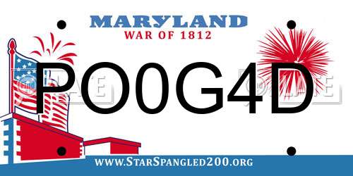 PO0G4D Maryland License Plate