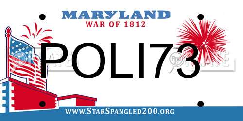 POLI73 Maryland License Plate