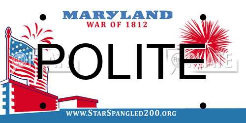 POLITE Maryland License Plate