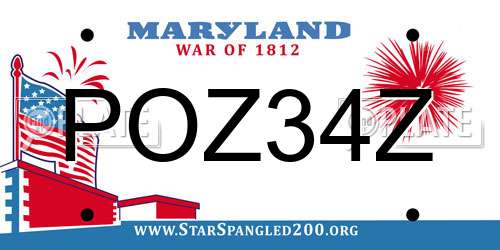 POZ34Z Maryland License Plate