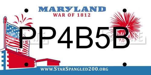 PP4B5B Maryland License Plate