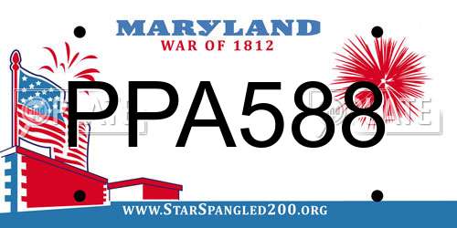 PPA588 Maryland License Plate