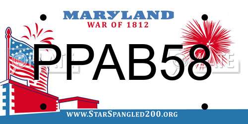 PPAB58 Maryland License Plate