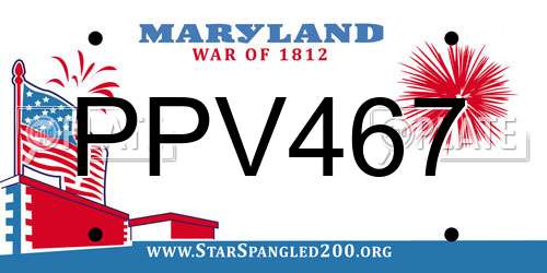 PPV467 Maryland License Plate