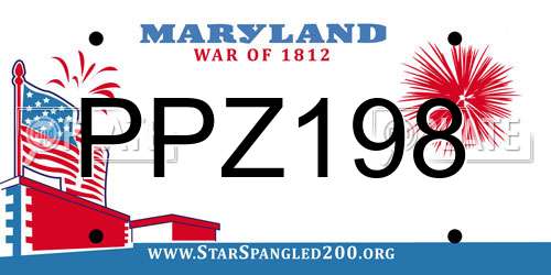 PPZ198 Maryland License Plate