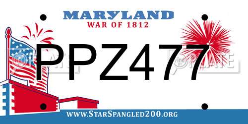 PPZ477 Maryland License Plate