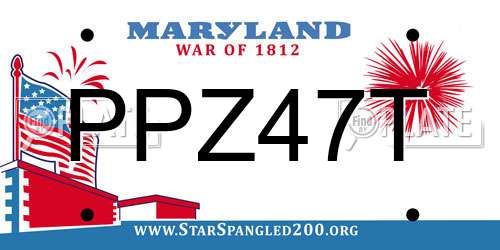 PPZ47T Maryland License Plate