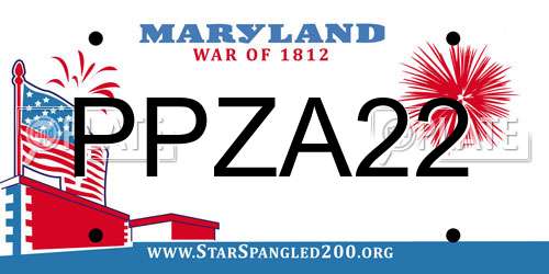 PPZA22 Maryland License Plate