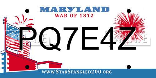 PQ7E4Z Maryland License Plate