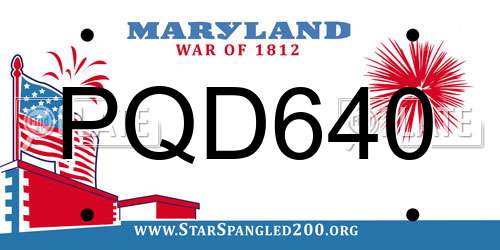 PQD640 Maryland License Plate