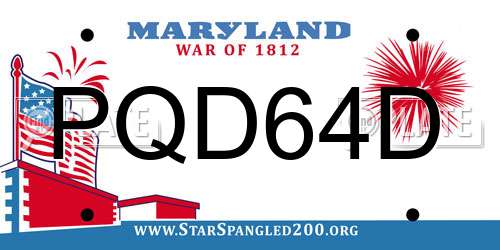 PQD64D Maryland License Plate