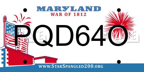 PQD64O Maryland License Plate