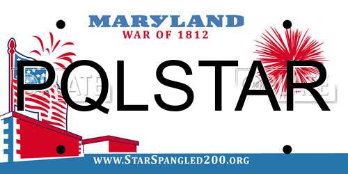 PQLSTAR Maryland License Plate