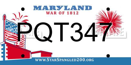 PQT347 Maryland License Plate