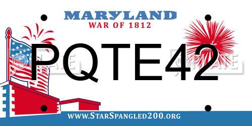 PQTE42 Maryland License Plate