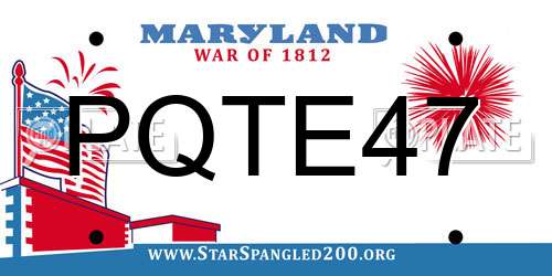 PQTE47 Maryland License Plate