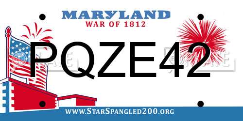 PQZE42 Maryland License Plate