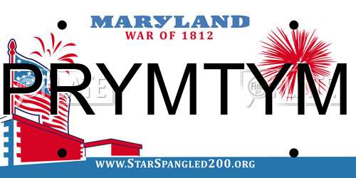 PRYMTYM Maryland License Plate