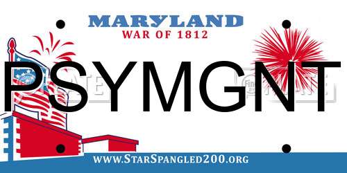 PSYMGNT Maryland License Plate