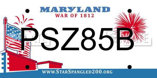 PSZ85B Maryland License Plate