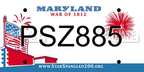 PSZ885 Maryland License Plate