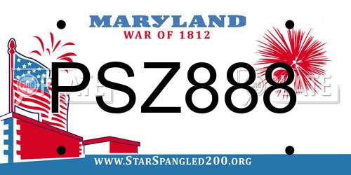 PSZ888 Maryland License Plate