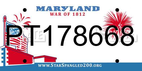 PT178668 Maryland License Plate