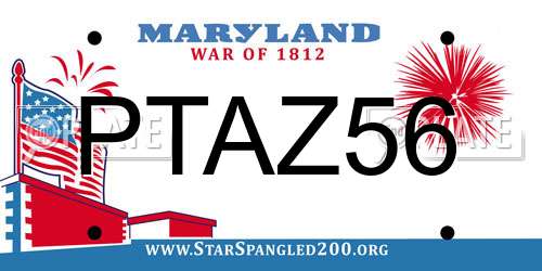 PTAZ56 Maryland License Plate