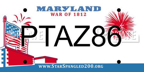 PTAZ86 Maryland License Plate