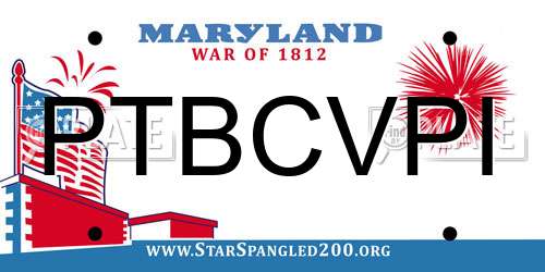 PTBCVPI Maryland License Plate