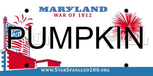 PUMPKIN Maryland License Plate