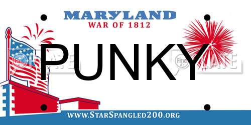 PUNKY Maryland License Plate