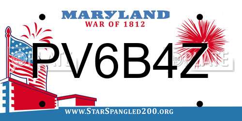 PV6B4Z Maryland License Plate