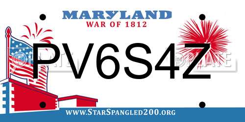 PV6S4Z Maryland License Plate