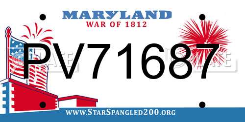 PV71687 Maryland License Plate