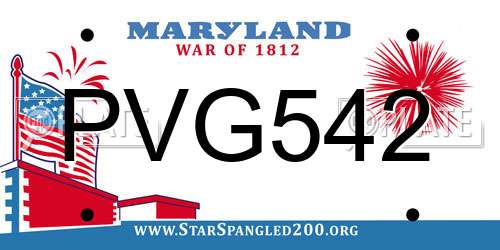 PVG542 Maryland License Plate