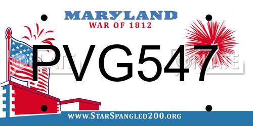 PVG547 Maryland License Plate