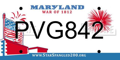 PVG842 Maryland License Plate