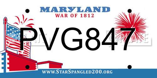 PVG847 Maryland License Plate