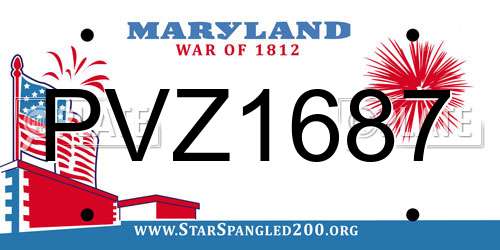 PVZ1687 Maryland License Plate
