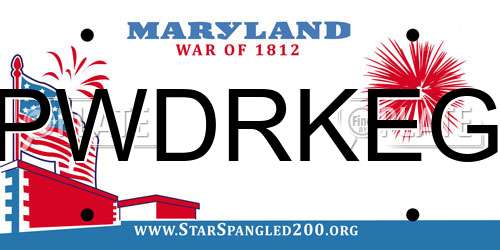 PWDRKEG Maryland License Plate