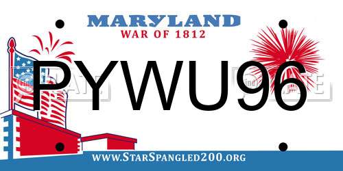PYWU96 Maryland License Plate