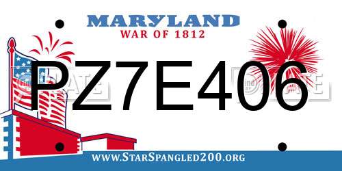 PZ7E406 Maryland License Plate
