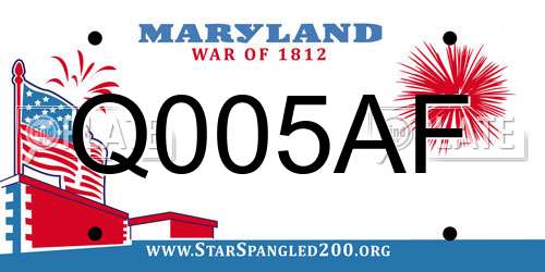 Q005AF Maryland License Plate