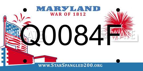 Q0084F Maryland License Plate