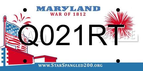 Q021RT Maryland License Plate