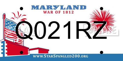 Q021RZ Maryland License Plate